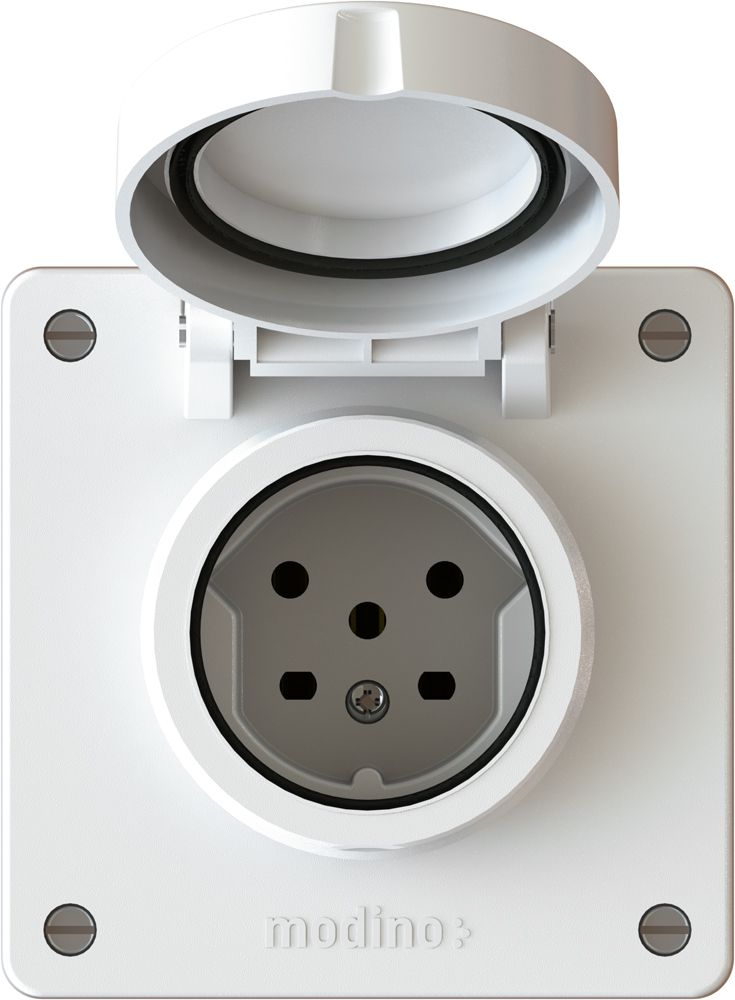 prise 1x type 15 insert avec set frontal exo IP55 blanc