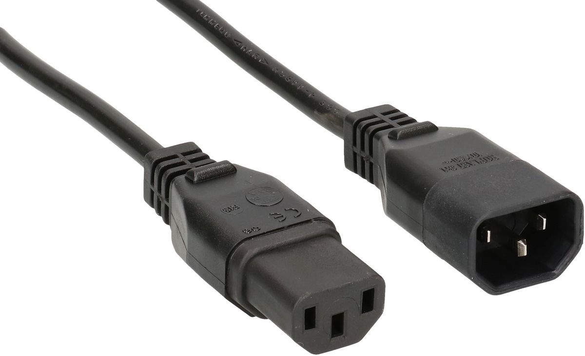 TD-Apparateverlängerung H05VV-F3G0.75 1.5m schwarz C14/C13
