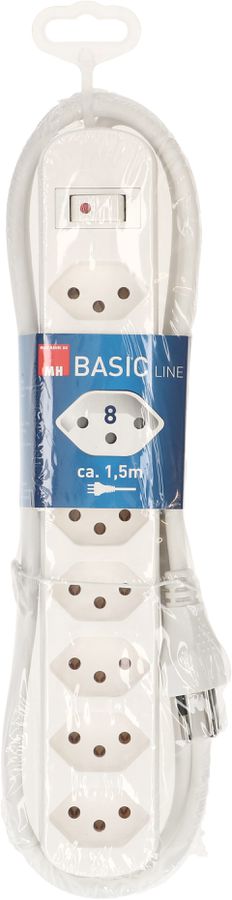 Steckdosenleiste Basic Line 8x Typ 13 weiss Schalter 1.5m
