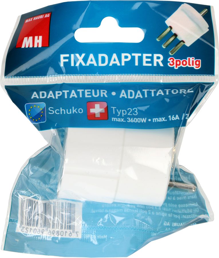 Adaptor fix type 23 3-pol white RAL 9003