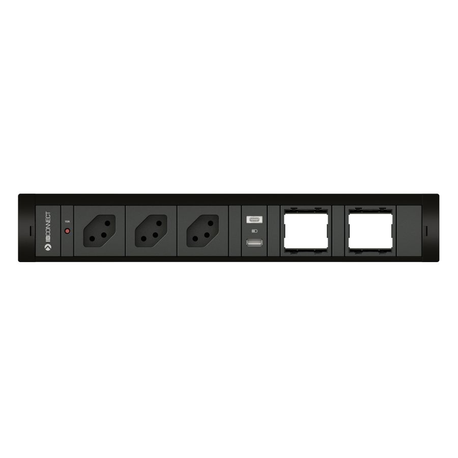 CUBOBOX Steckdosen. schwarz L 6-fach 3x Typ 13 1x USB-A/C 2x Leer
