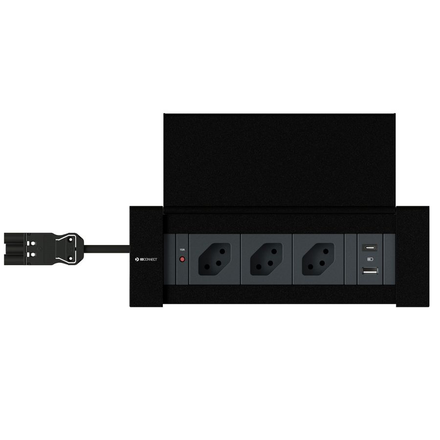 NEXO Steckdoseneinheit schwarz 3x Typ 13 1x USB-A/C