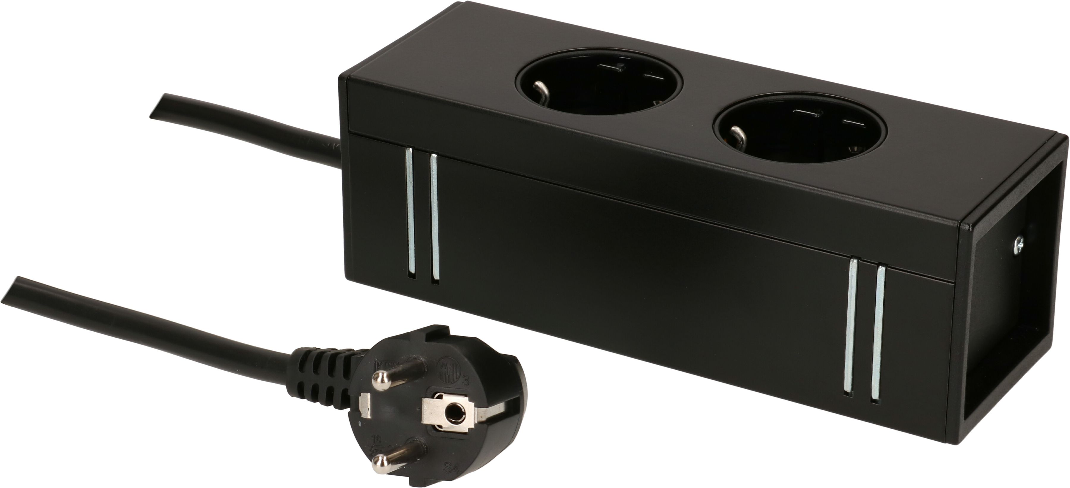 USM ALU-Steckdosenleiste 2x Schuko schwarz 4m