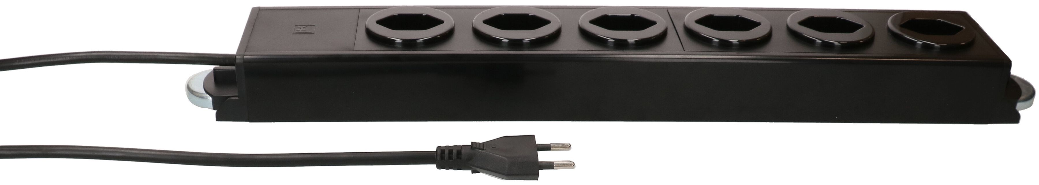 Steckdosenleiste Power Line 6x Typ 13 schwarz/schwarz 1.5m Magnet