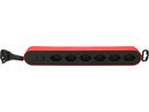 Steckdosenleiste Design Line 6x Typ 13 rot/sw Schalter 2.2m flach