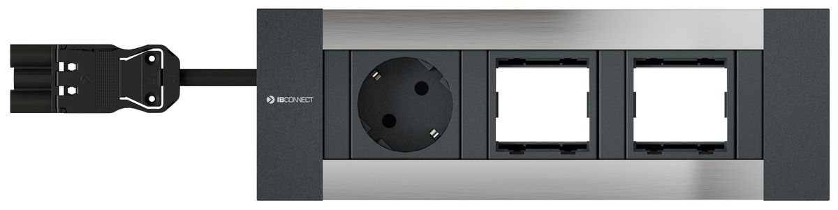 INTRO2.0 Steckdoseneinheit eloxiert 1x Schuko 2x Leermodul