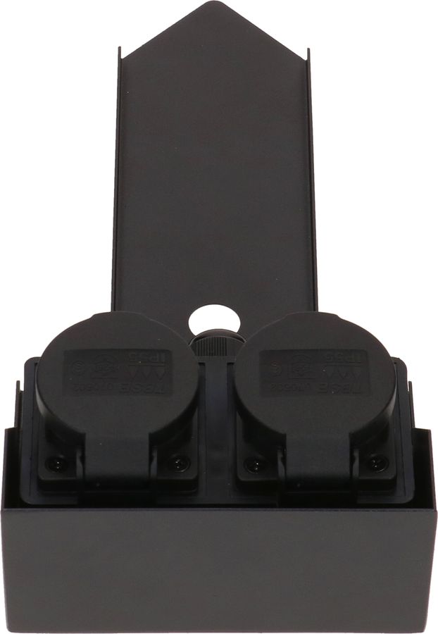 prises de jardin 2x type 13 IP55 avec pique amovible noir