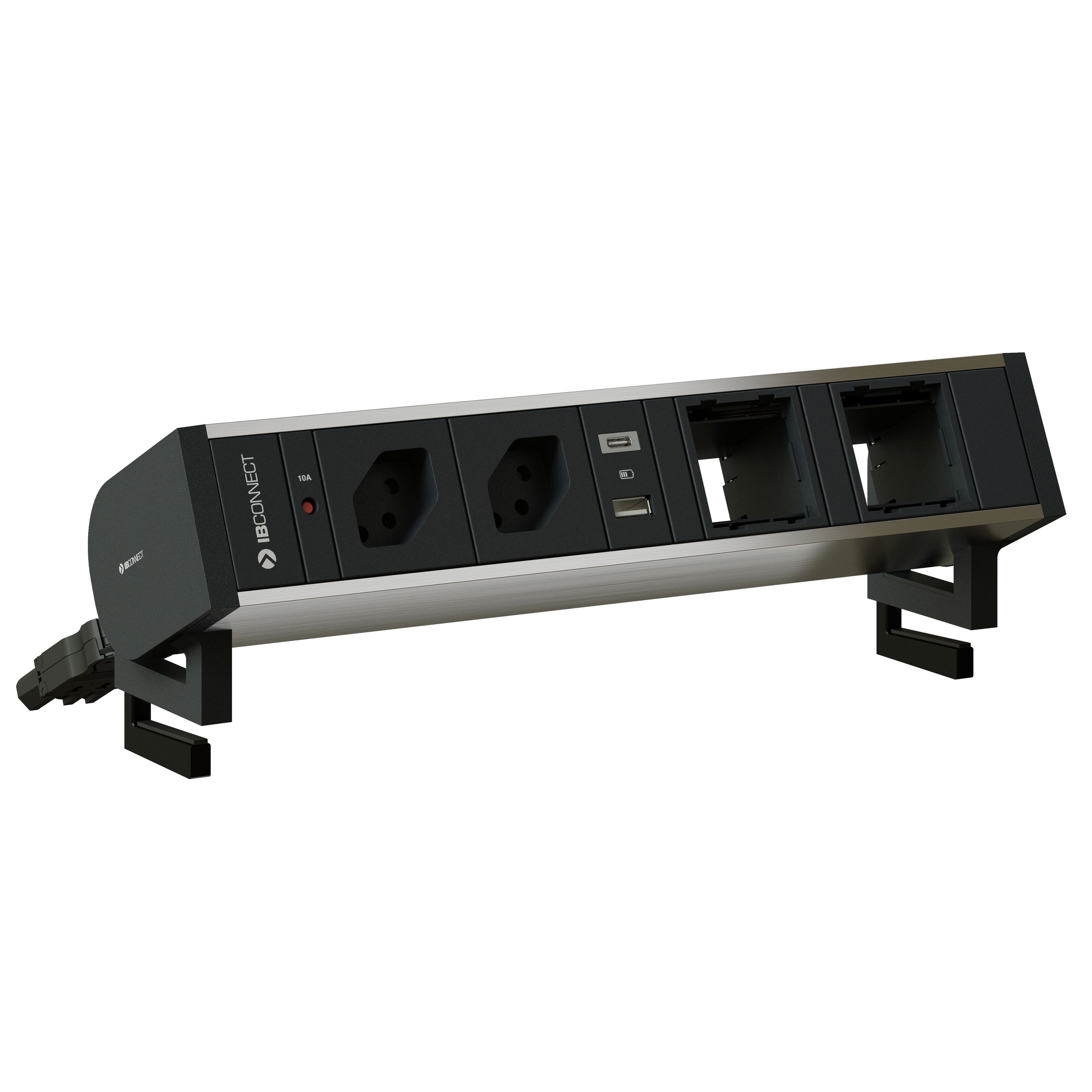 SUPRA bloc multiprise anodisé 2x type 13 1x USB-A/C 2x vide