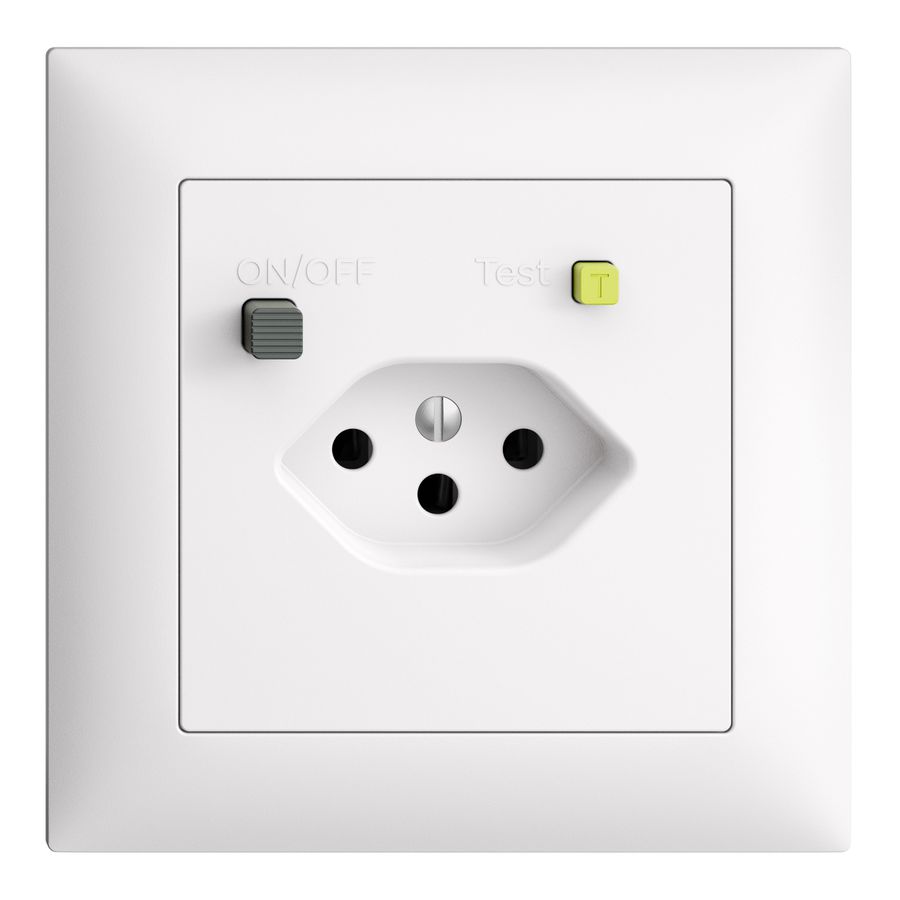 Steckdose 1x Typ 13 Gr.1x1 UP mit FI 30mA EdizioDue weiss