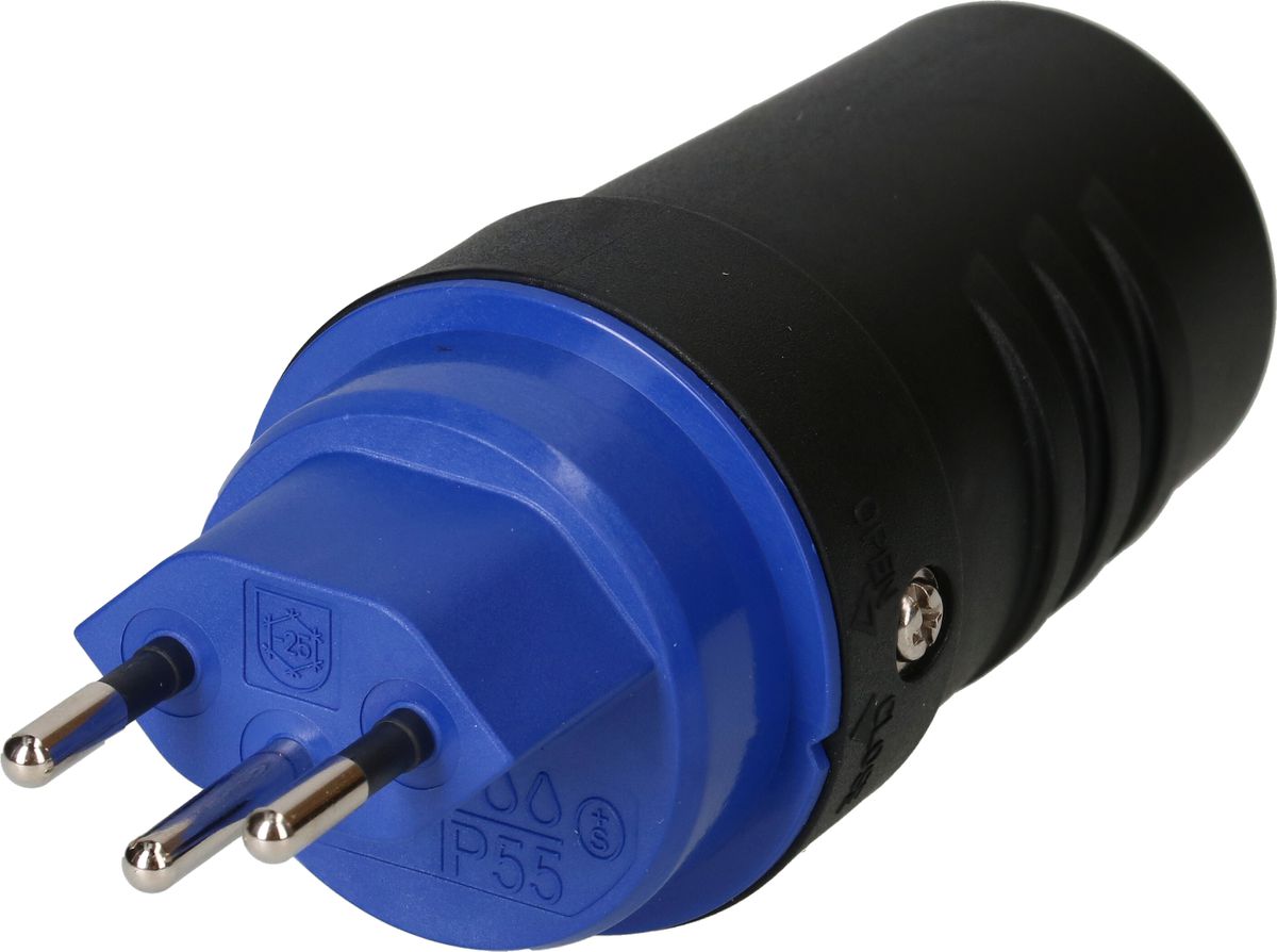 fiche type 13 3 pôles noir/bleu IP55