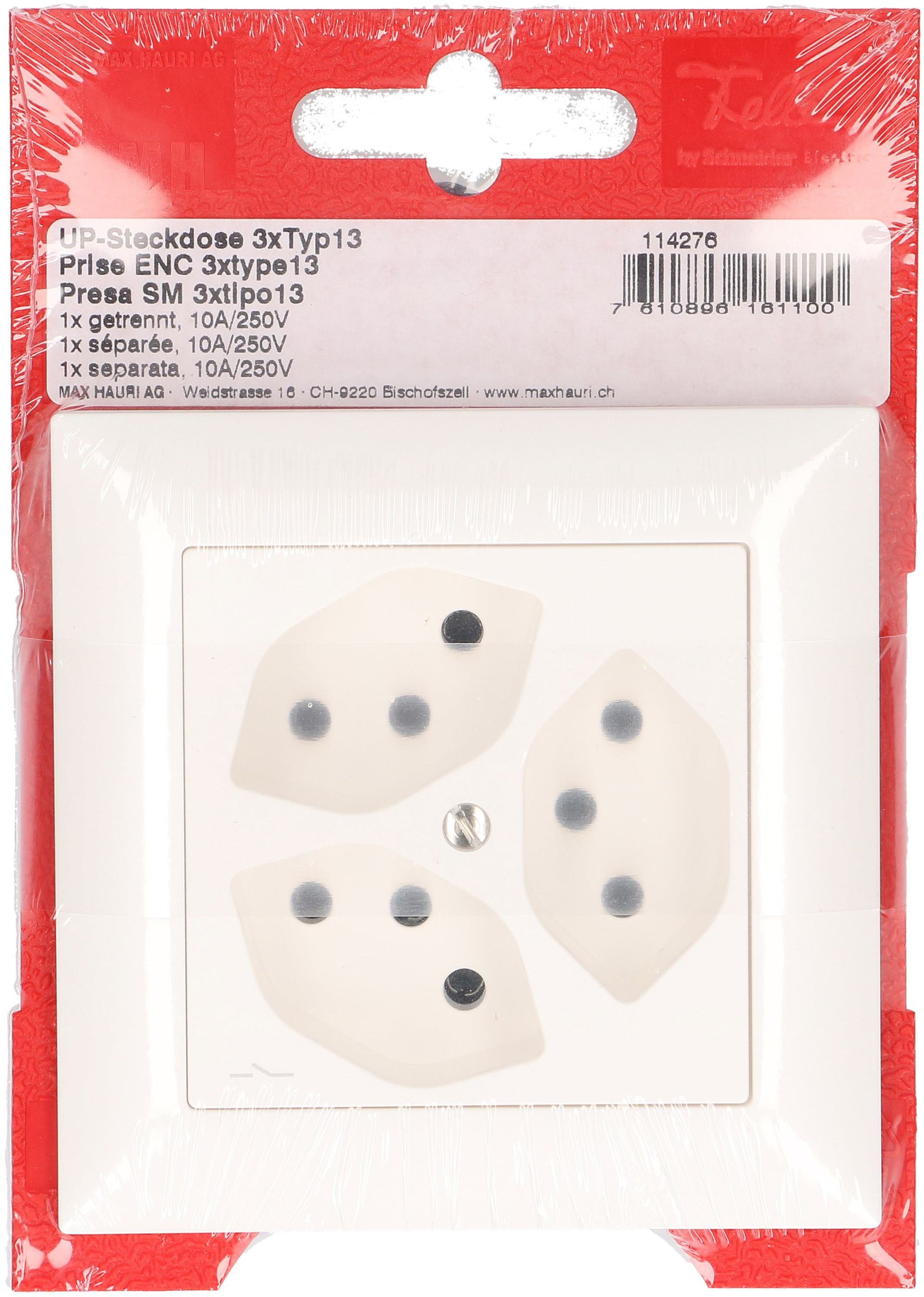 prise 3x type 13 1S ta.1x1 ENC EdizioDue blanc