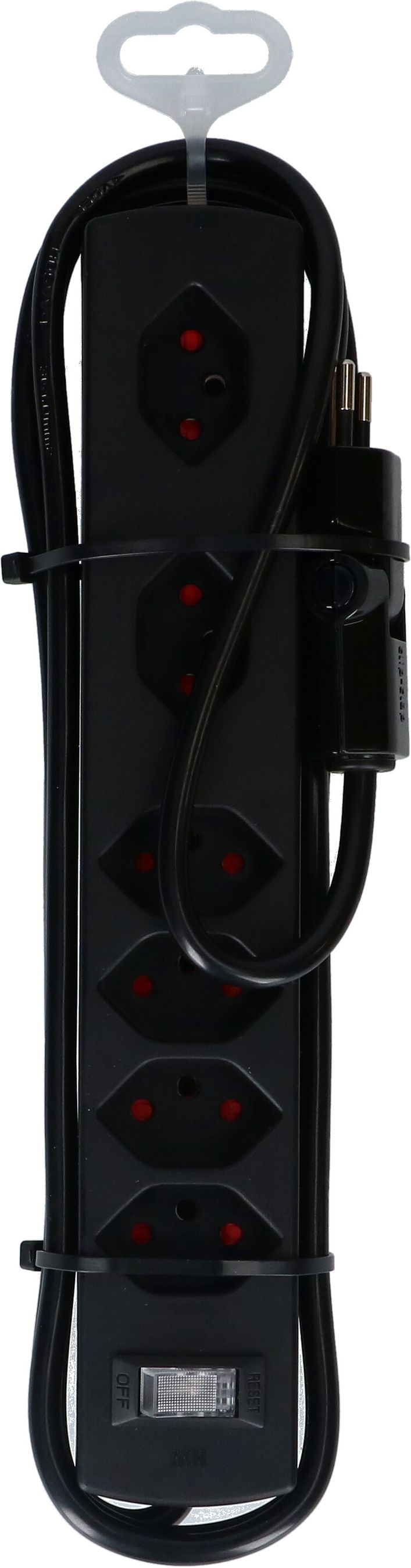 Steckdosenleiste Safety Line 6x Typ 13 2x 90° BS sw Scha. 2m cli.