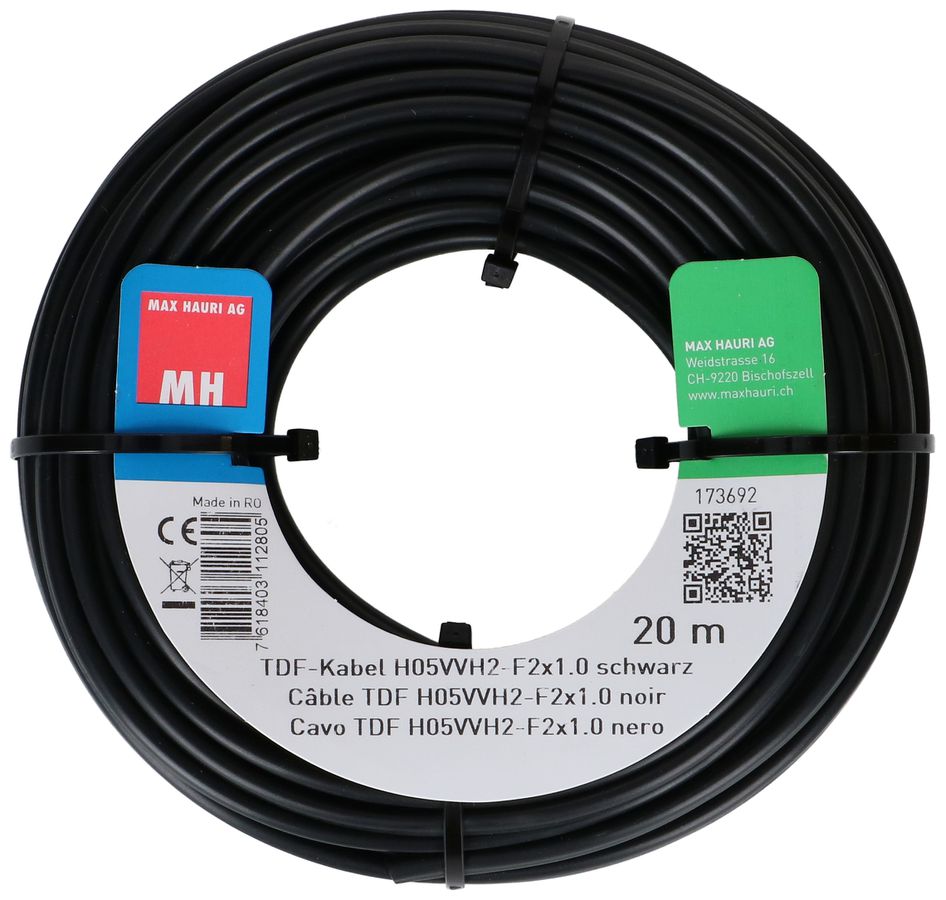 câble TDF H05VVH2-F2X1.0 20m noir