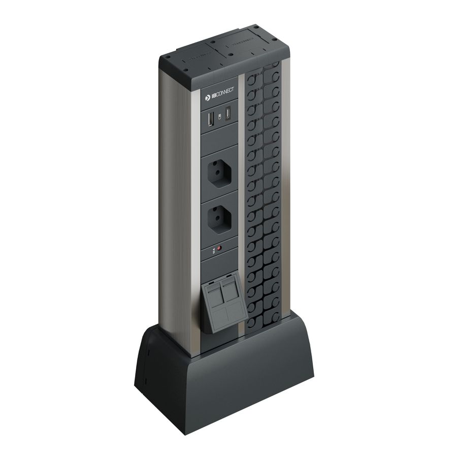 DUPLO mini columna eloxiert 2x Typ 13 1x USB A/C 2x RJ45