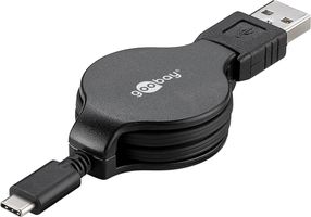USB 2.0 Kabel schwarz 1m ausziehbar