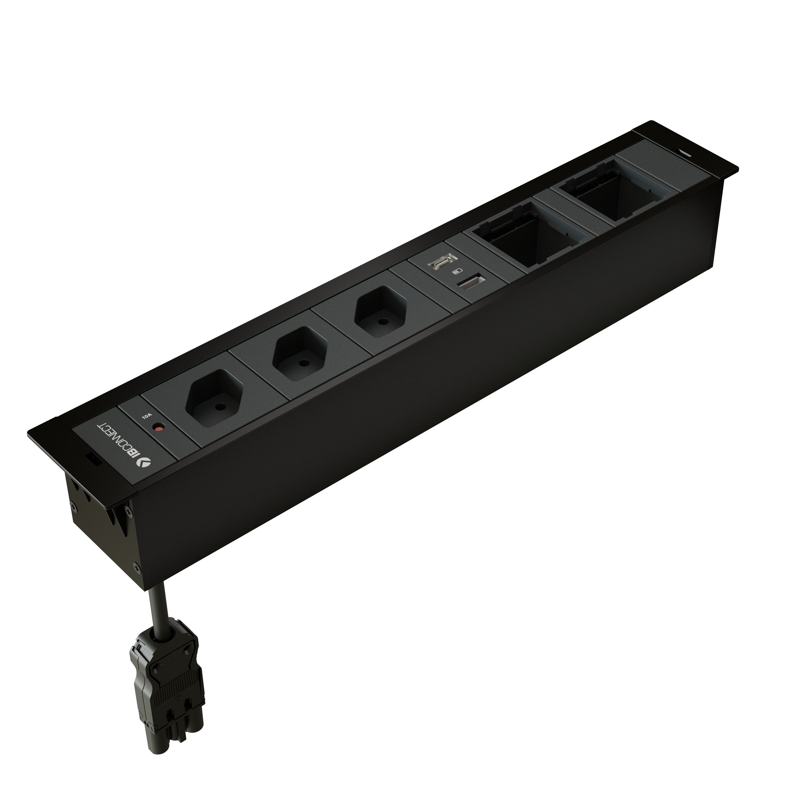 CUBOBOX bloc multipr. noir L 6 fois 3x type 13 1x USB-A/C 2x vide