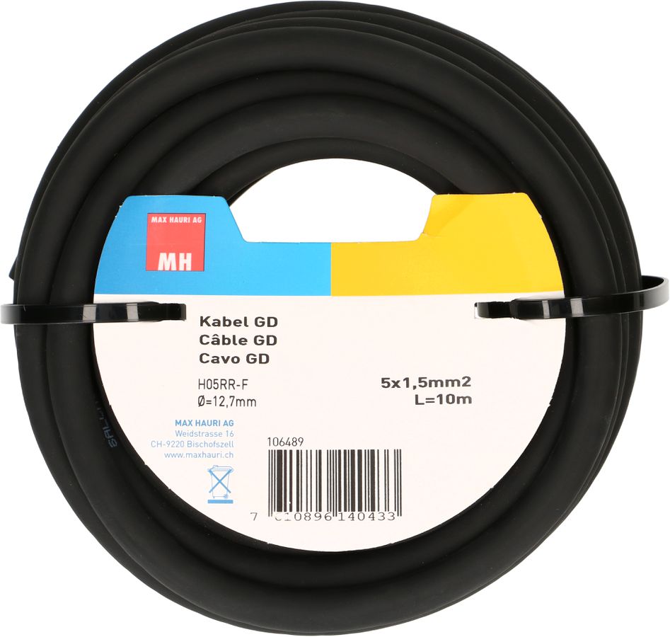 Kabel GD5x1,5mm2 schwarz L=10m