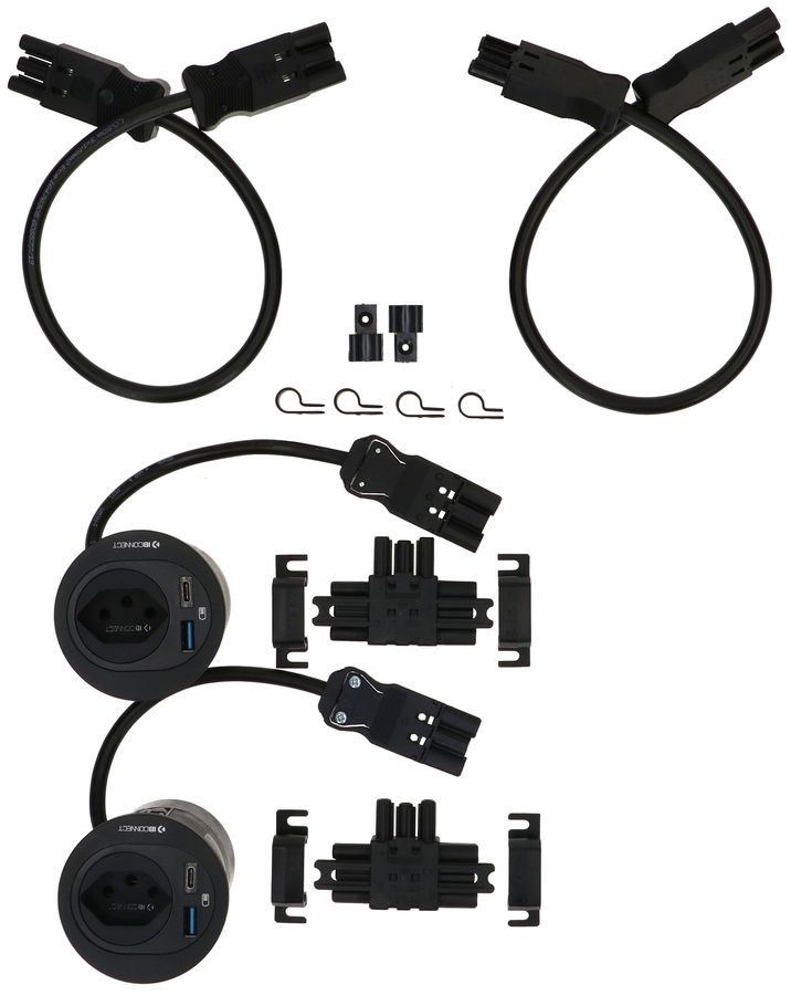 Twin Erweiterungs-Set ATOM Steckdoseneinheit sw Typ 13 USB-A/C