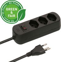 Steckdosenleiste Basic Line 3x Typ 13 sw Schalter 1.5m Green+Fair