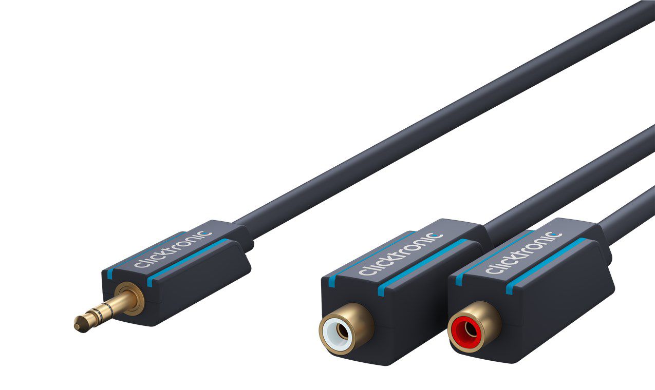 Audio-Y-Adapter-Kabel Klinkenstecker/Cinch-Buchse 0.1m schwarz
