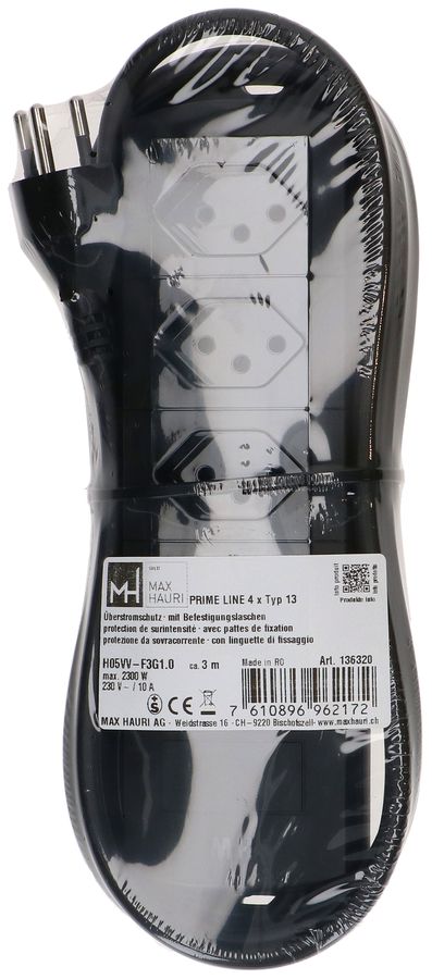 Steckdosenleiste Prime Line 4x Typ 13 schwarz 3m