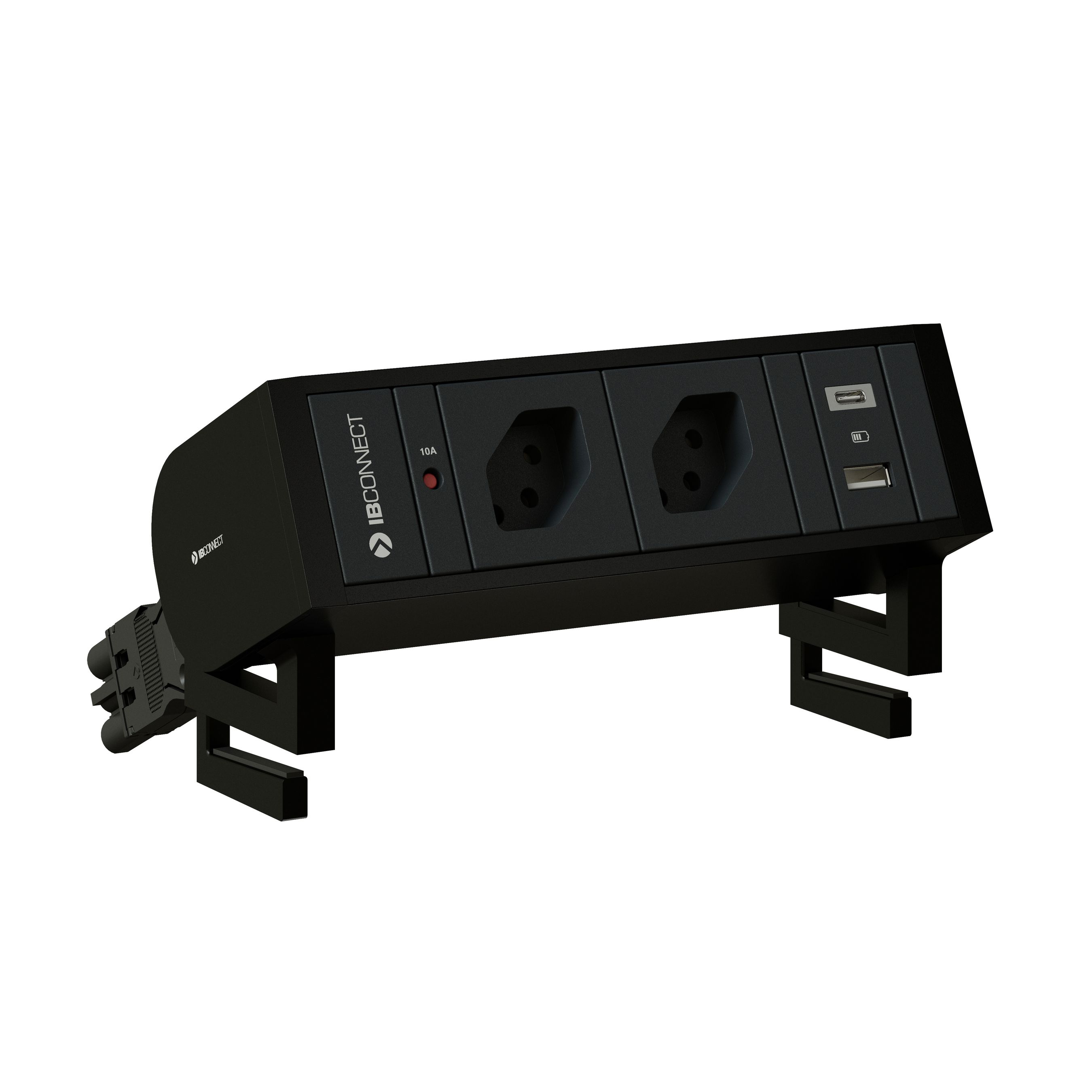 SUPRA presa multipla nero 2x tipo 13 1x USB-A/C +set di fissaggio