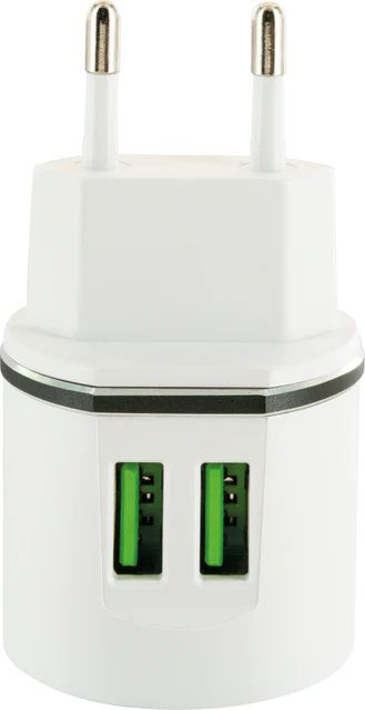 USB-adattatore per la ricarica 2x USB-A 12W bianco