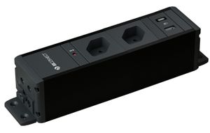 CUBO Steckdoseneinheit schwarz 2x Typ 13 1x USB-A/C