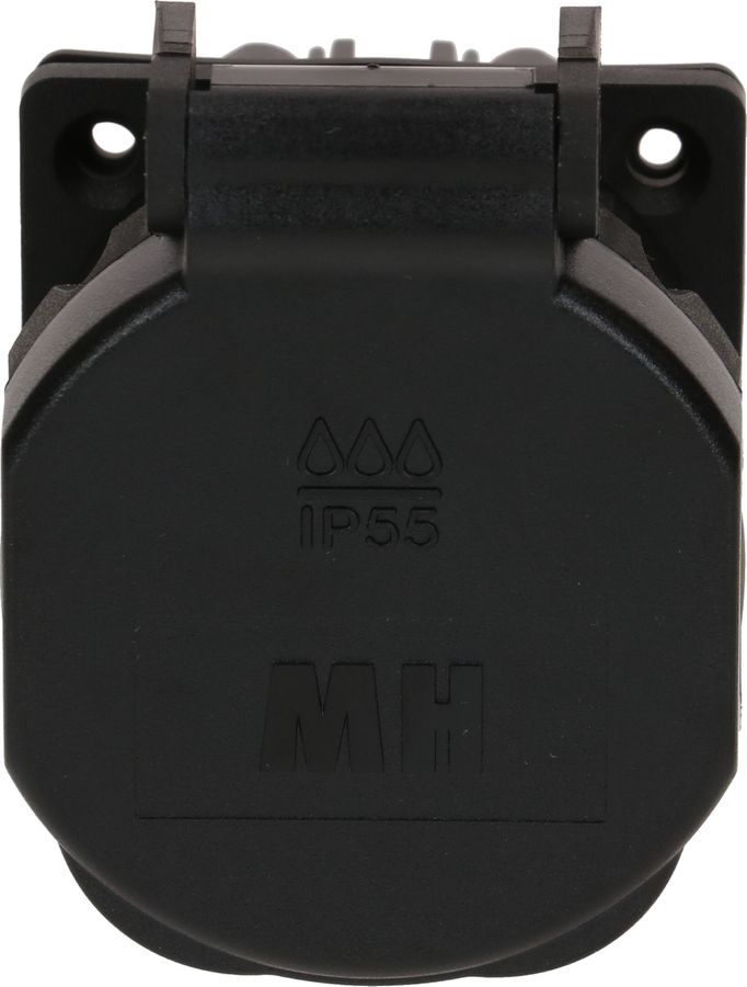 Einbausteckdose 1x Typ 23 L+N+PE Max Hauri IP55 schwarz/schwarz