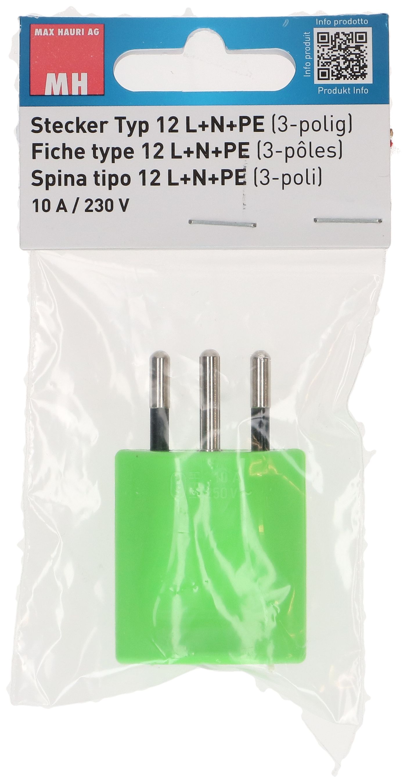 Stecker Typ 12 3-polig grün