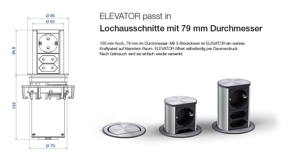 ELEVATOR Edelstahl-Look 2x Typ23