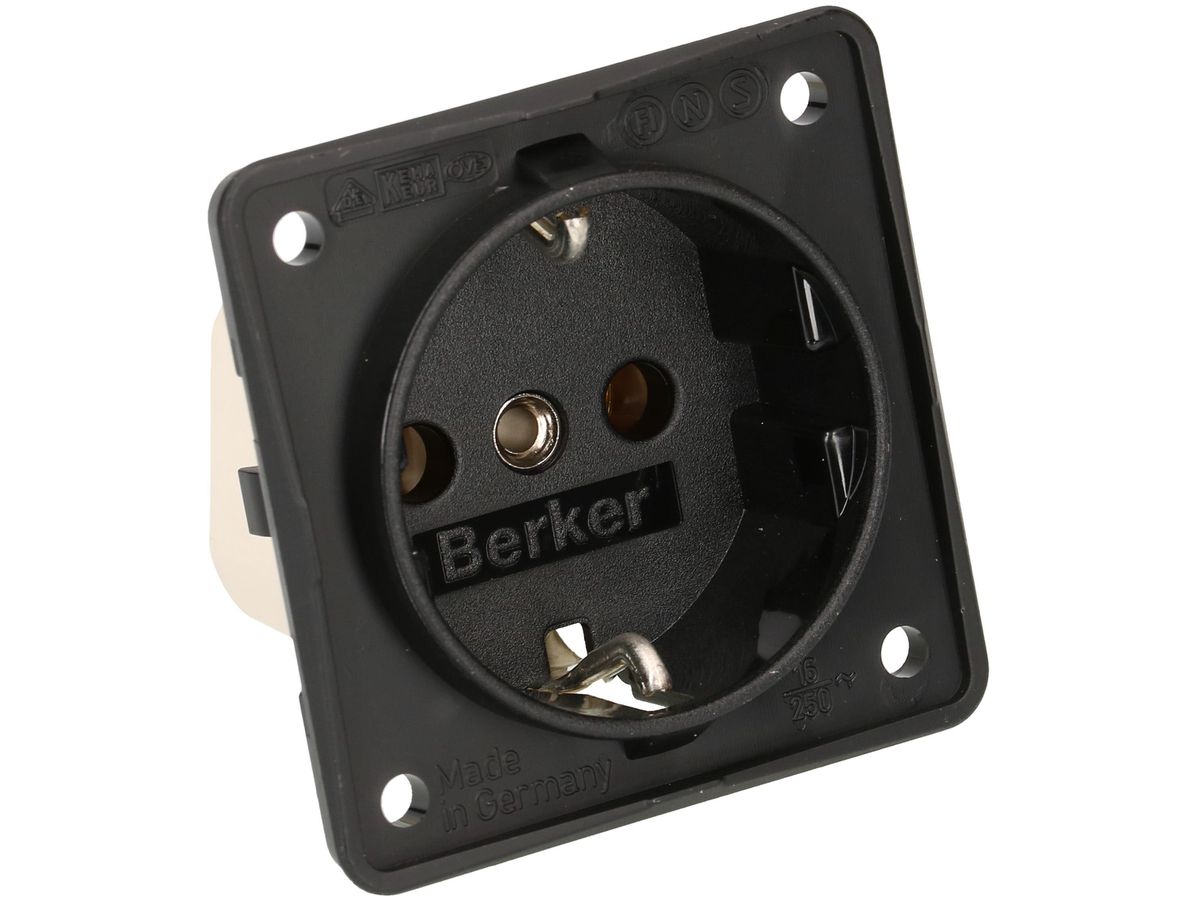 Steckdose 1x Schuko Apparat mit Frontplatte Berker Mobil-R sw