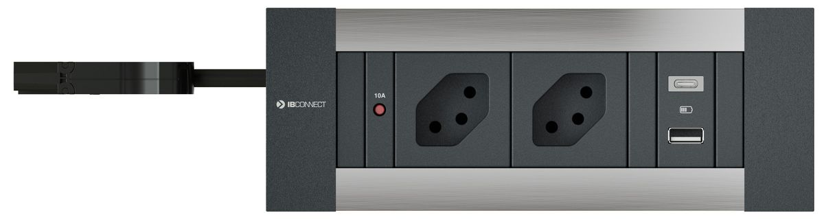 INTRO2.0 Steckdoseneinheit eloxiert 2x Typ 13 1x USB-A/C