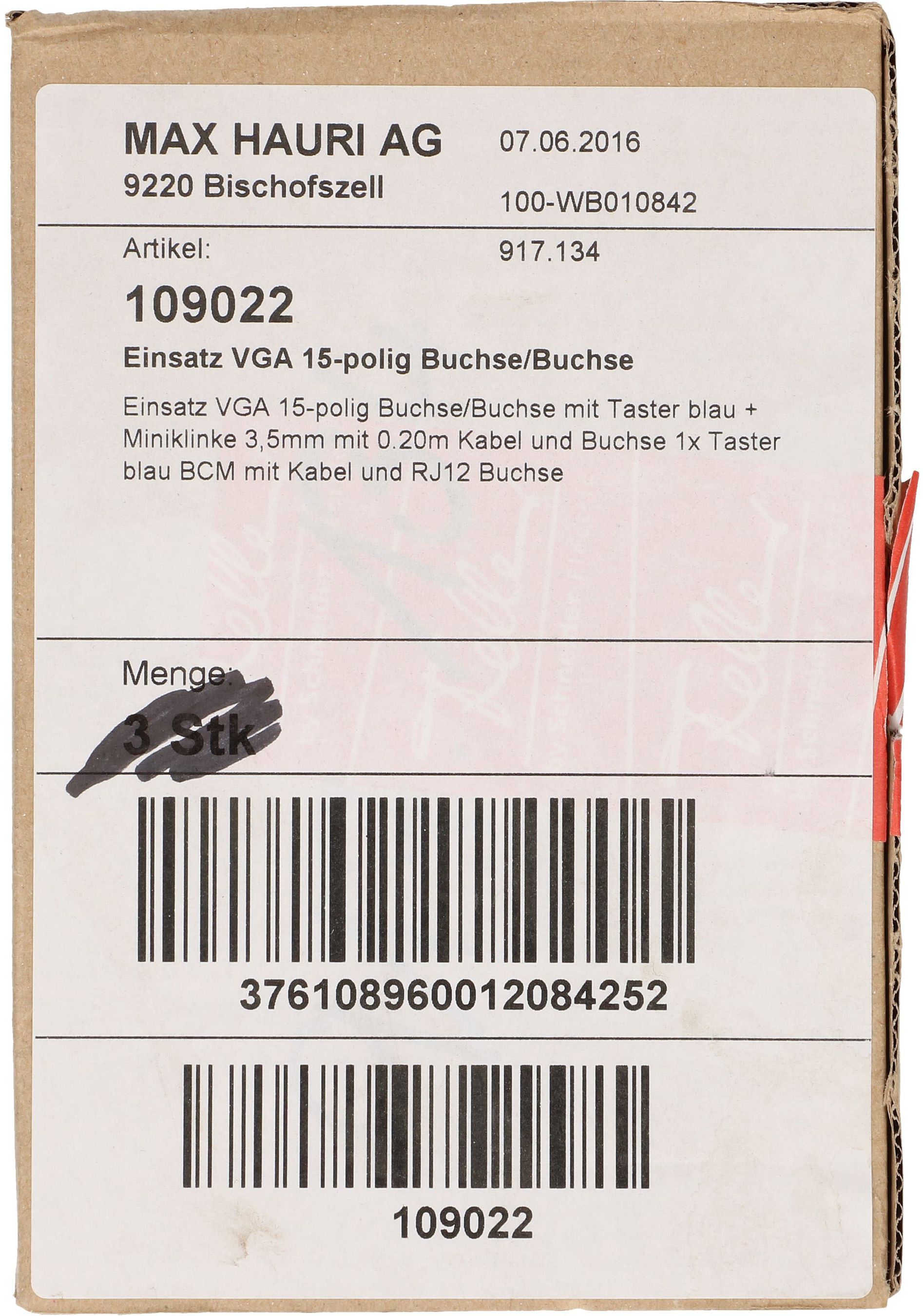 Einsatz VGA 15-polig Buchse/Buchse