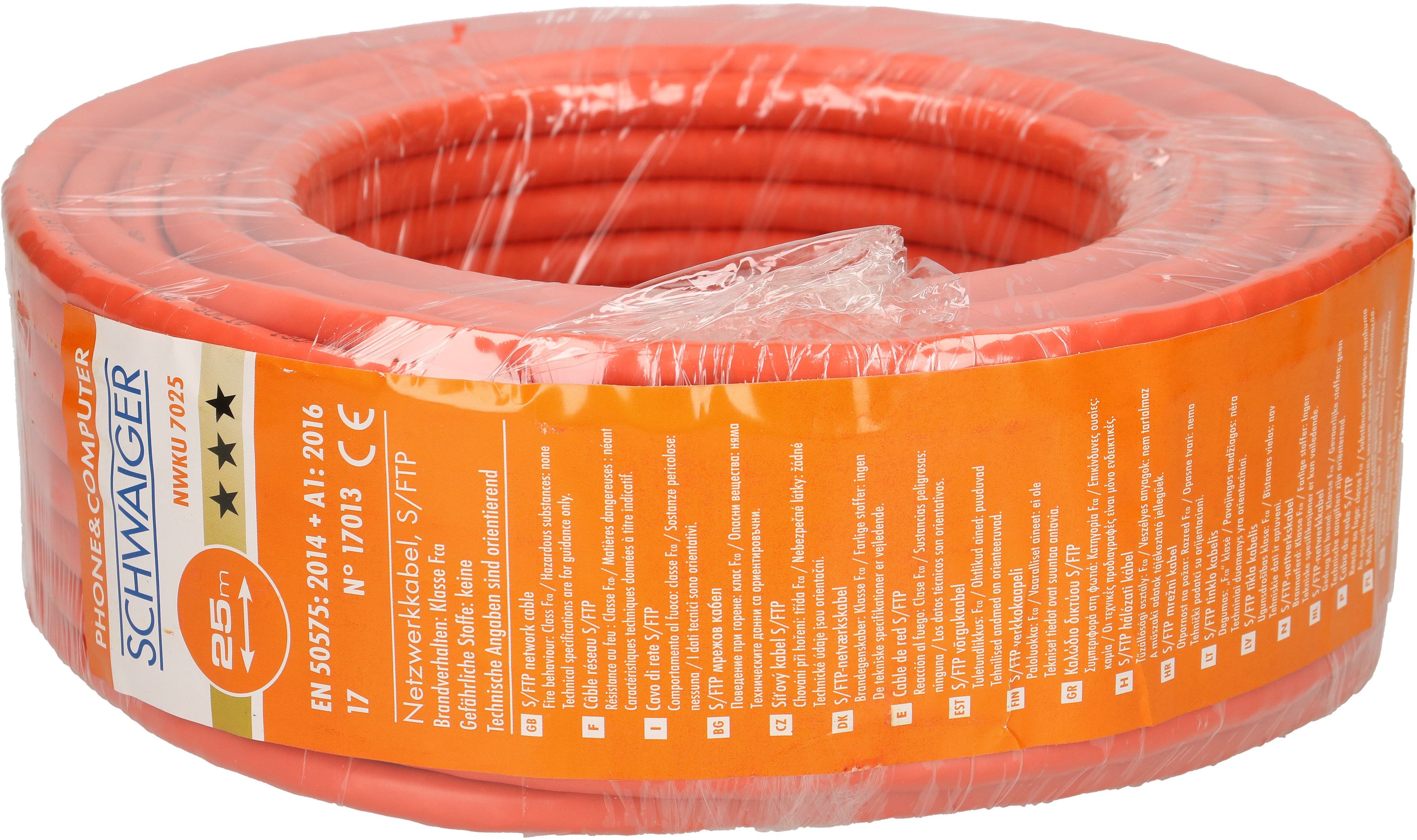 câble réseau Cat. 7 S/FTP 25m orange