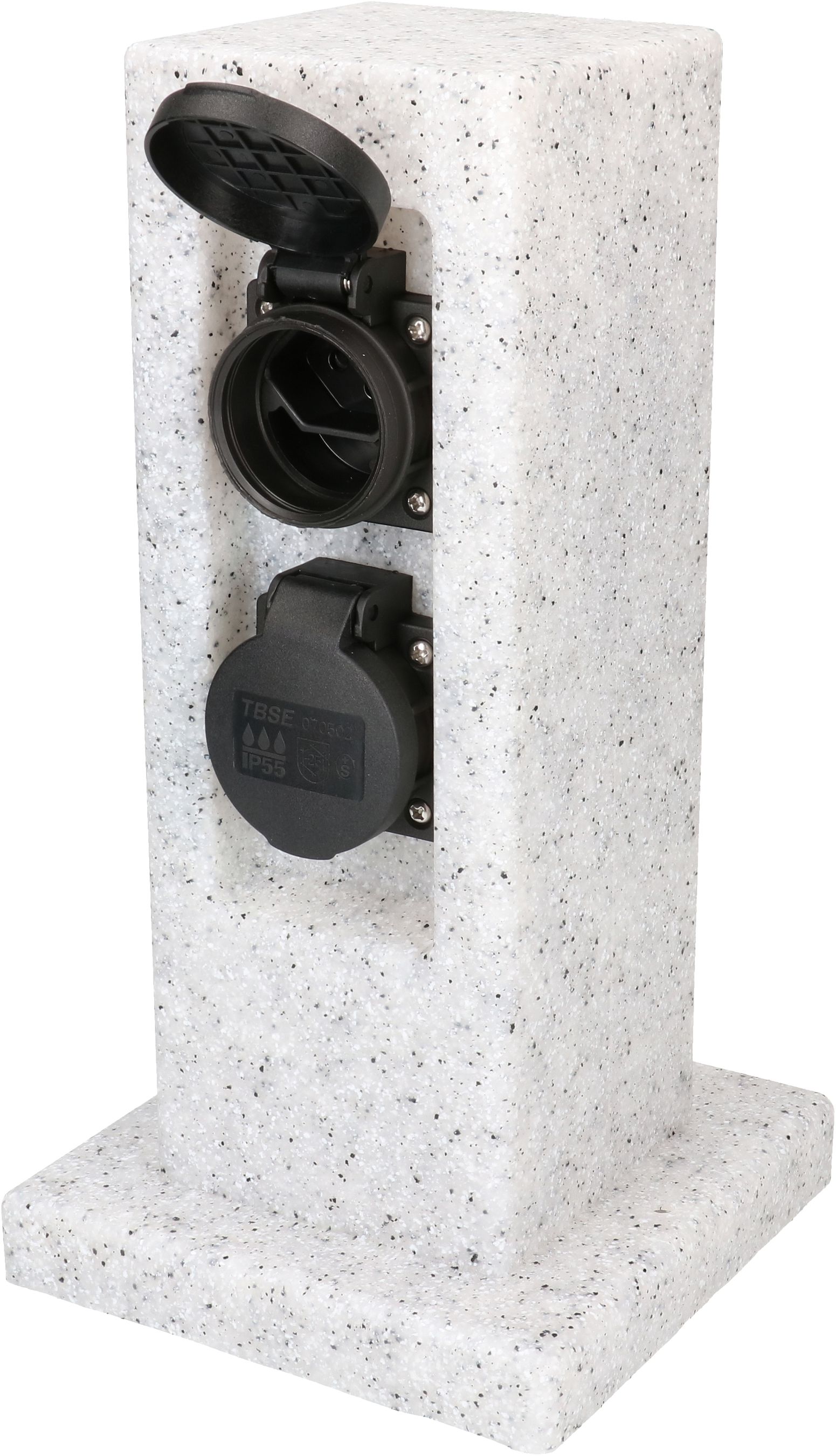 garden socket 2x T13 IP55, timer, stone white