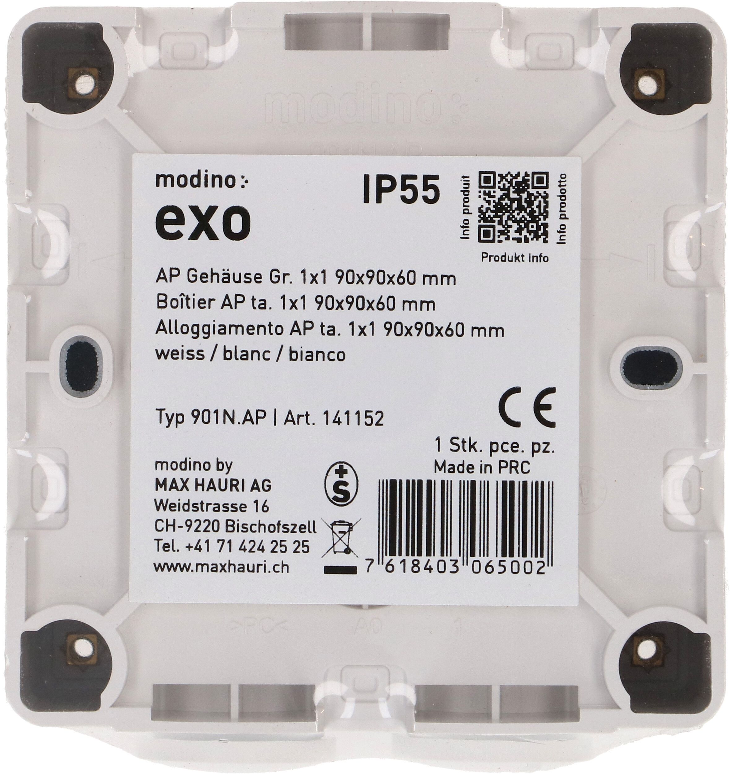 alloggiamento dim.1x1 AP exo IP55 bianco