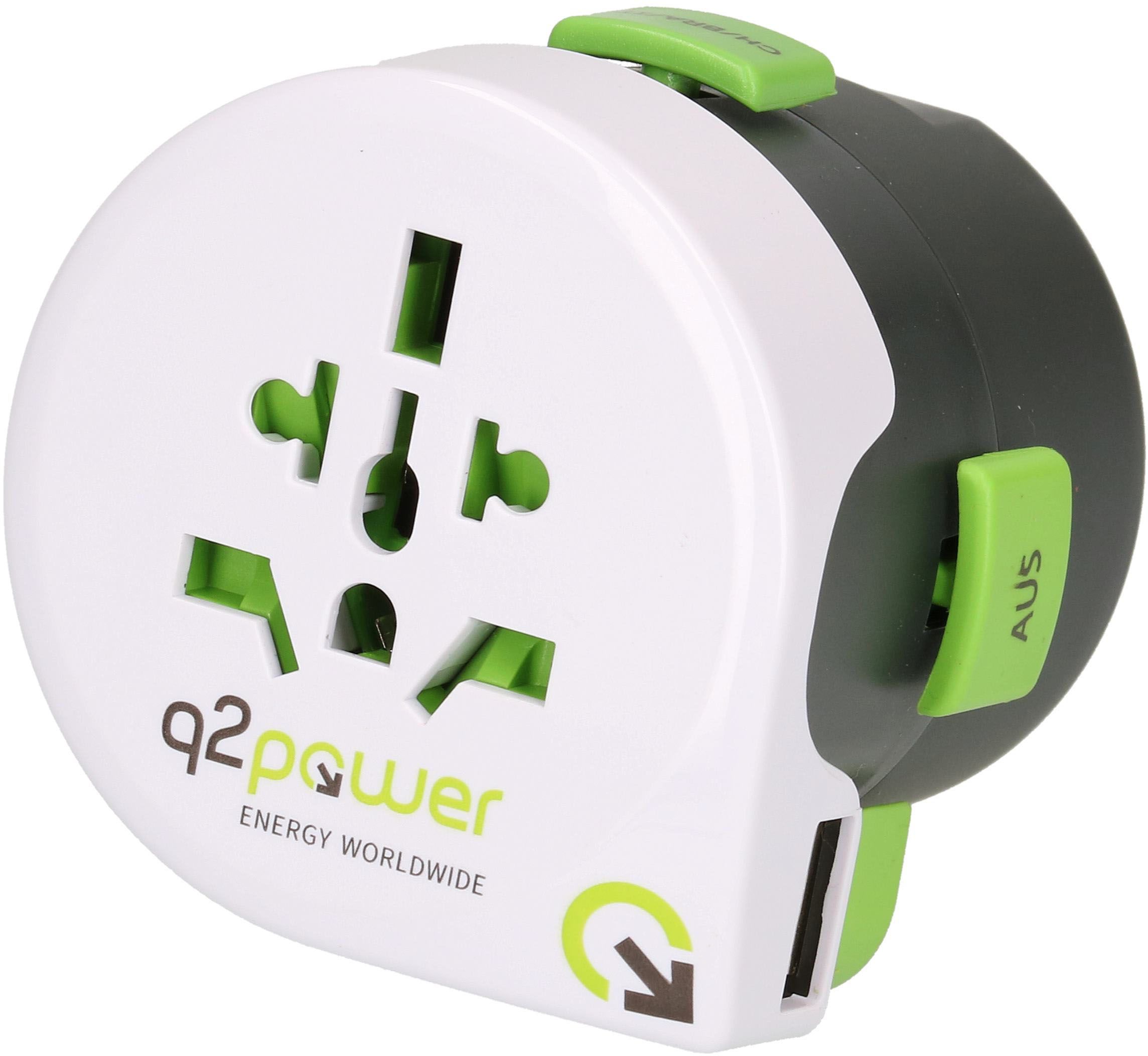 Weltreiseadapter QDAPTER mit USB 2.1A