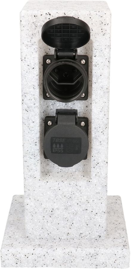 garden socket 2x T13 IP55, timer, stone white