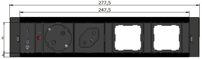 CUBOBOX Steckdoseneinheit sw M 4-fach 1x Typ 13 1x Schuko 2x Leer