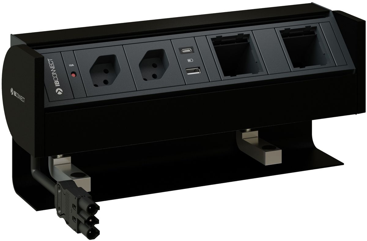 PRISMA Steckdoseneinheit schwarz 2x Typ 13 1x USB-A/C 2x Leer