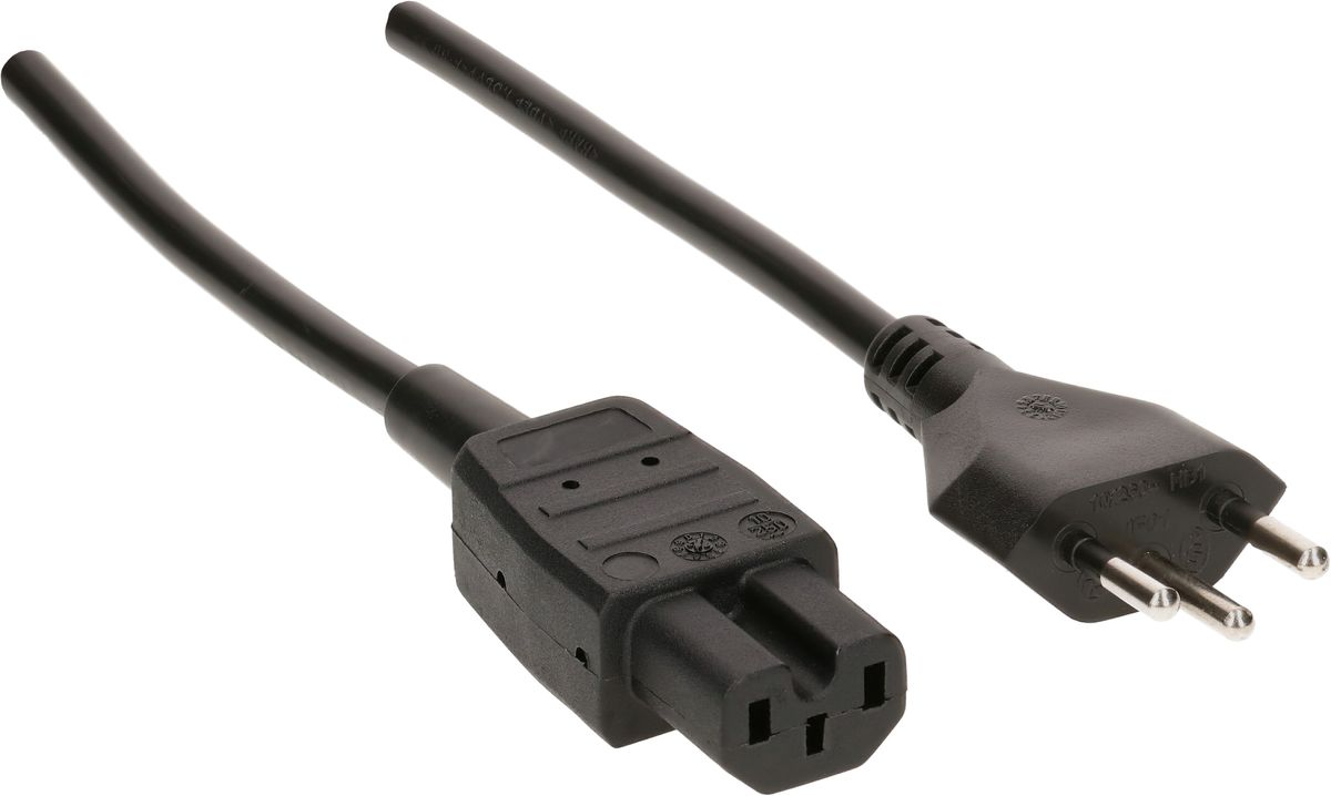 câble d'appareil TD H05VV-F3G1.0 2m noir type 12/C15