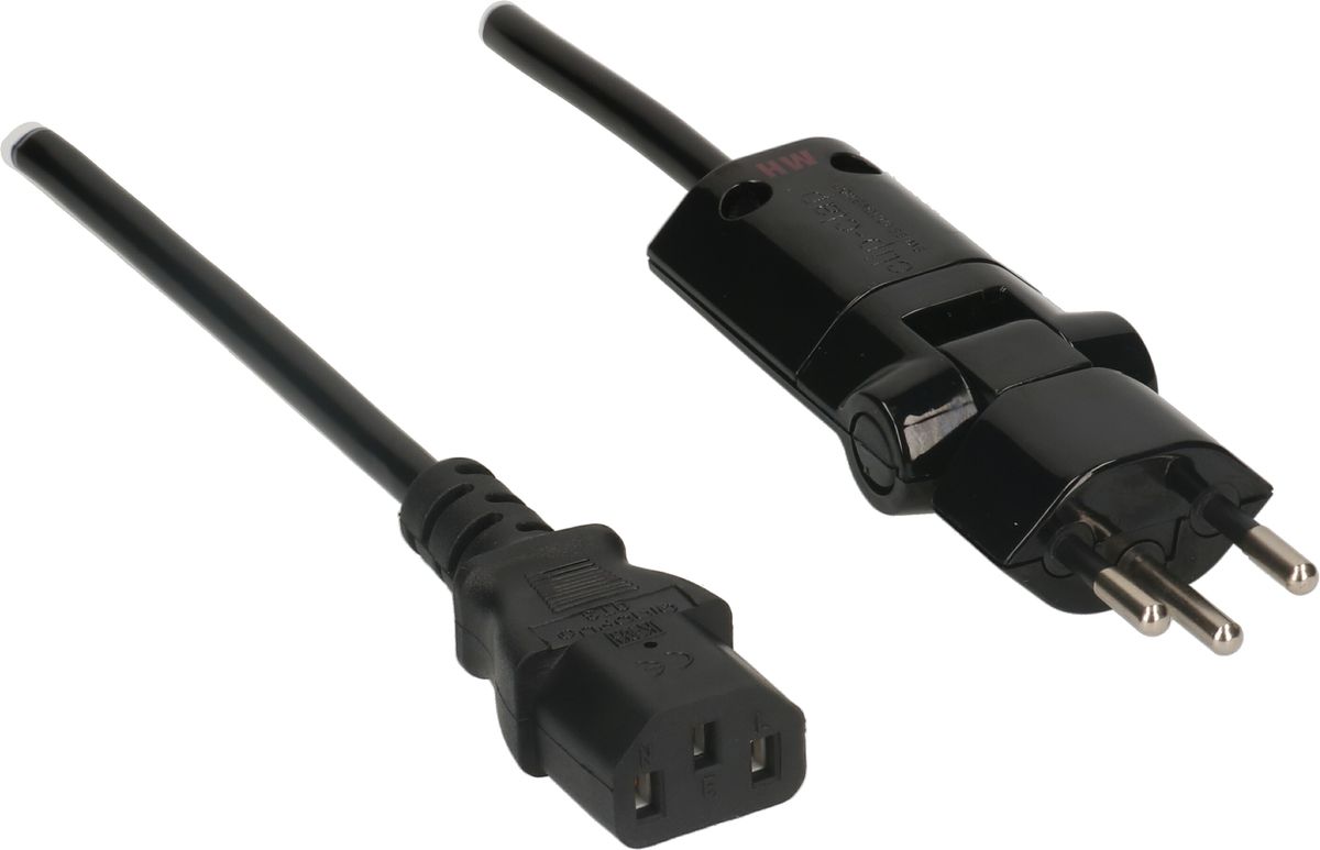 câble d'appareil TD H05VV-F3G0.75 2m noir type 12 clip-clap/C13