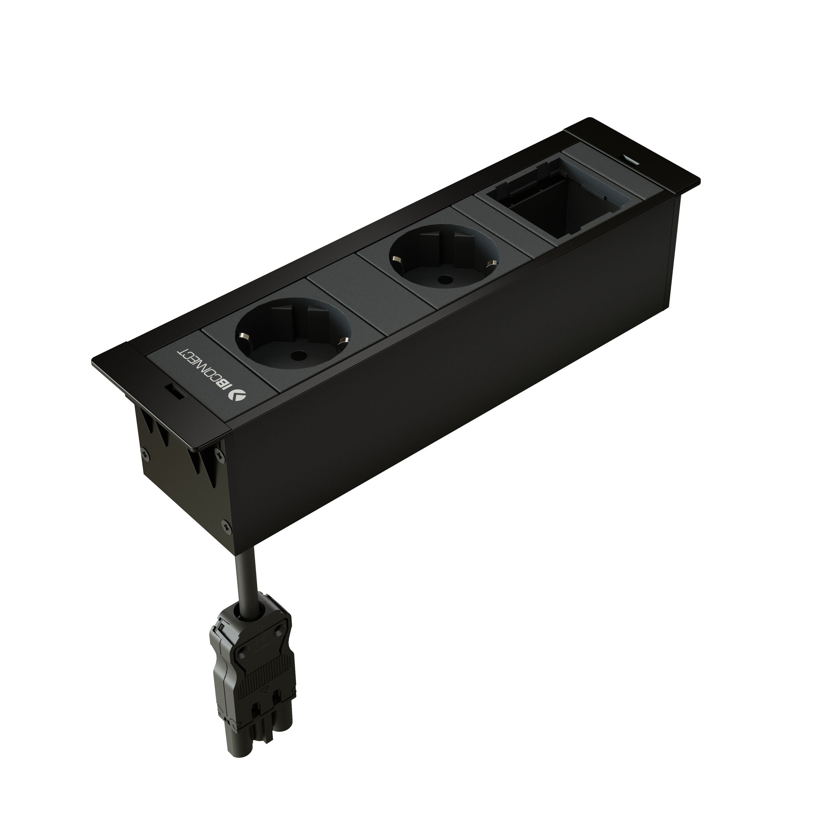 CUBOBOX presa multipla nero S 3 volte 2x Schuko 1x modulo vuoto