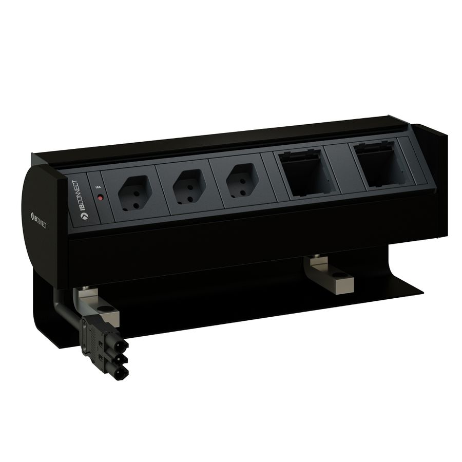 PRISMA Steckdoseneinheit schwarz 3x Typ 13 2x Leermodul