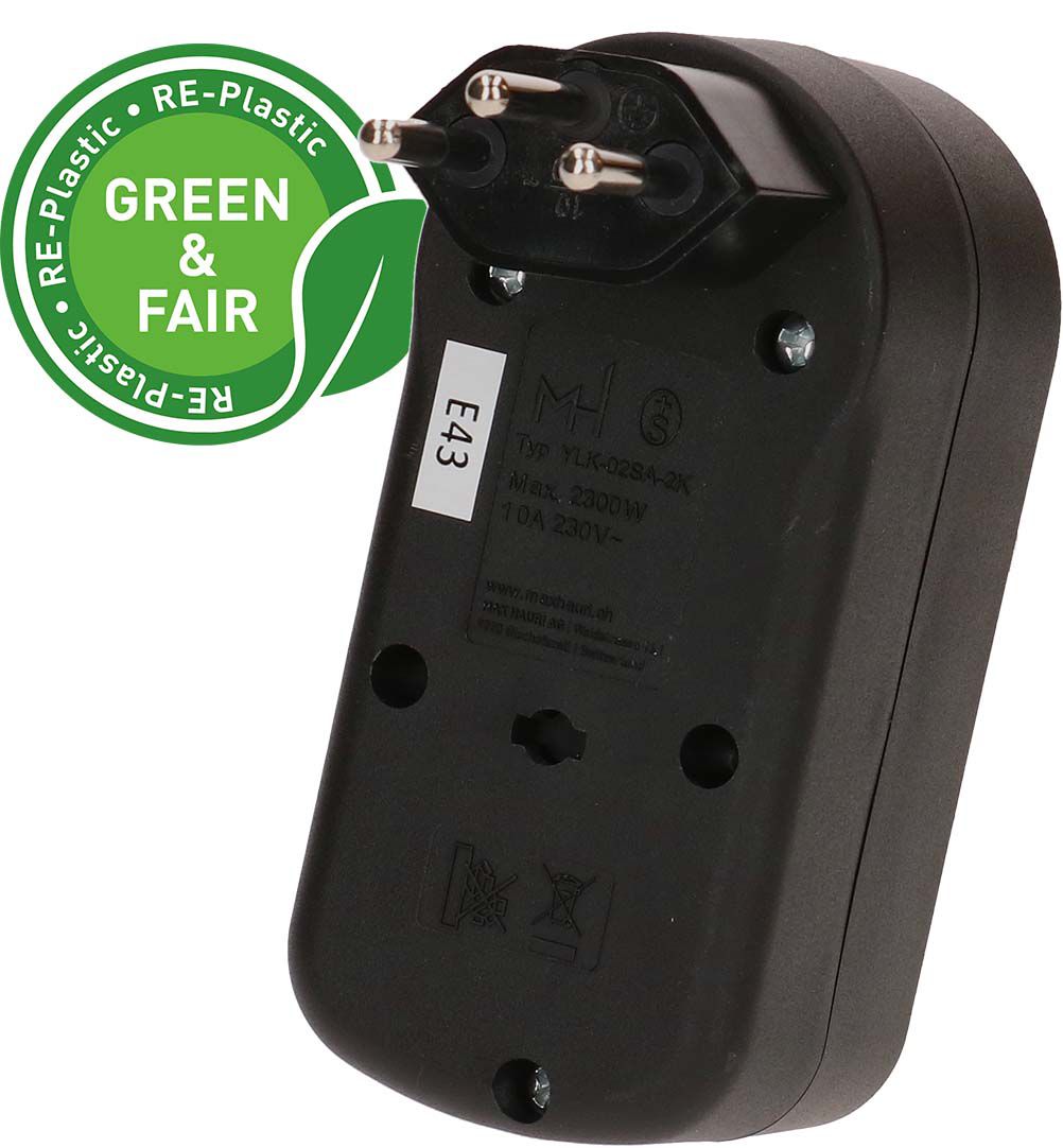 multi adaptateur ADAPT 3x type 13 noir rotatif Green+Fair