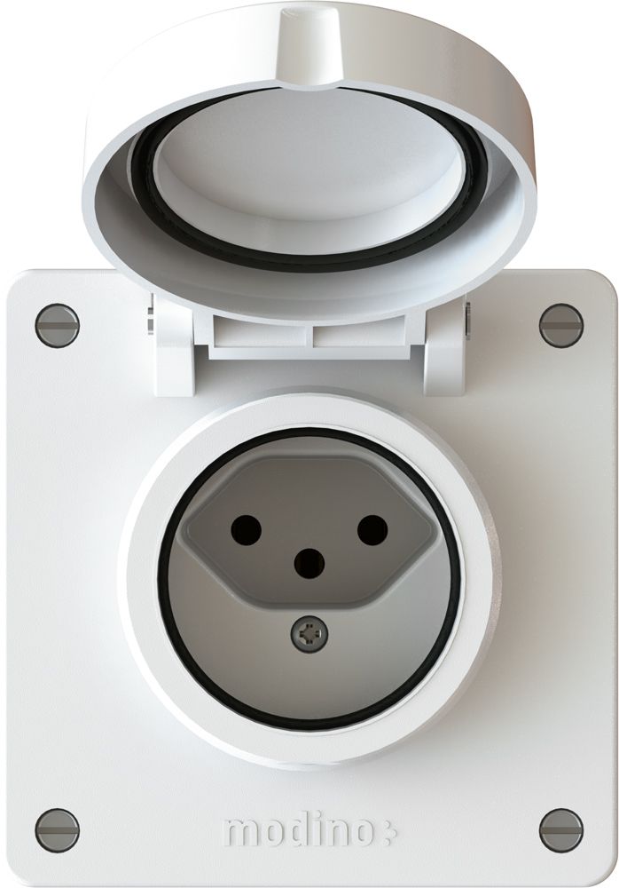 prise 1x type 13 insert avec set frontal exo IP55 blanc