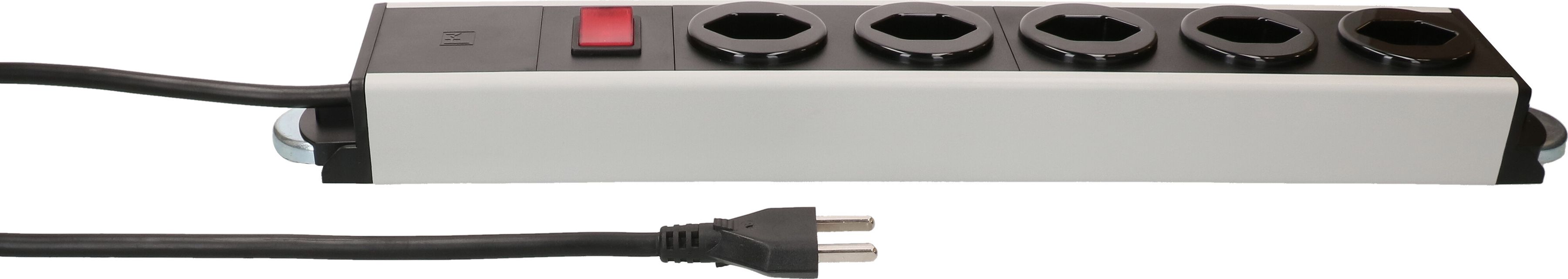 Steckdosenleiste Power Line 5x Typ 23 gr/sw Schalter 1.5m Magnet