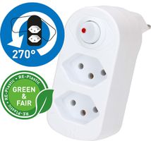 multi adaptateur ADAPT 2x type 13 blanc rotatif inter. Green+Fair