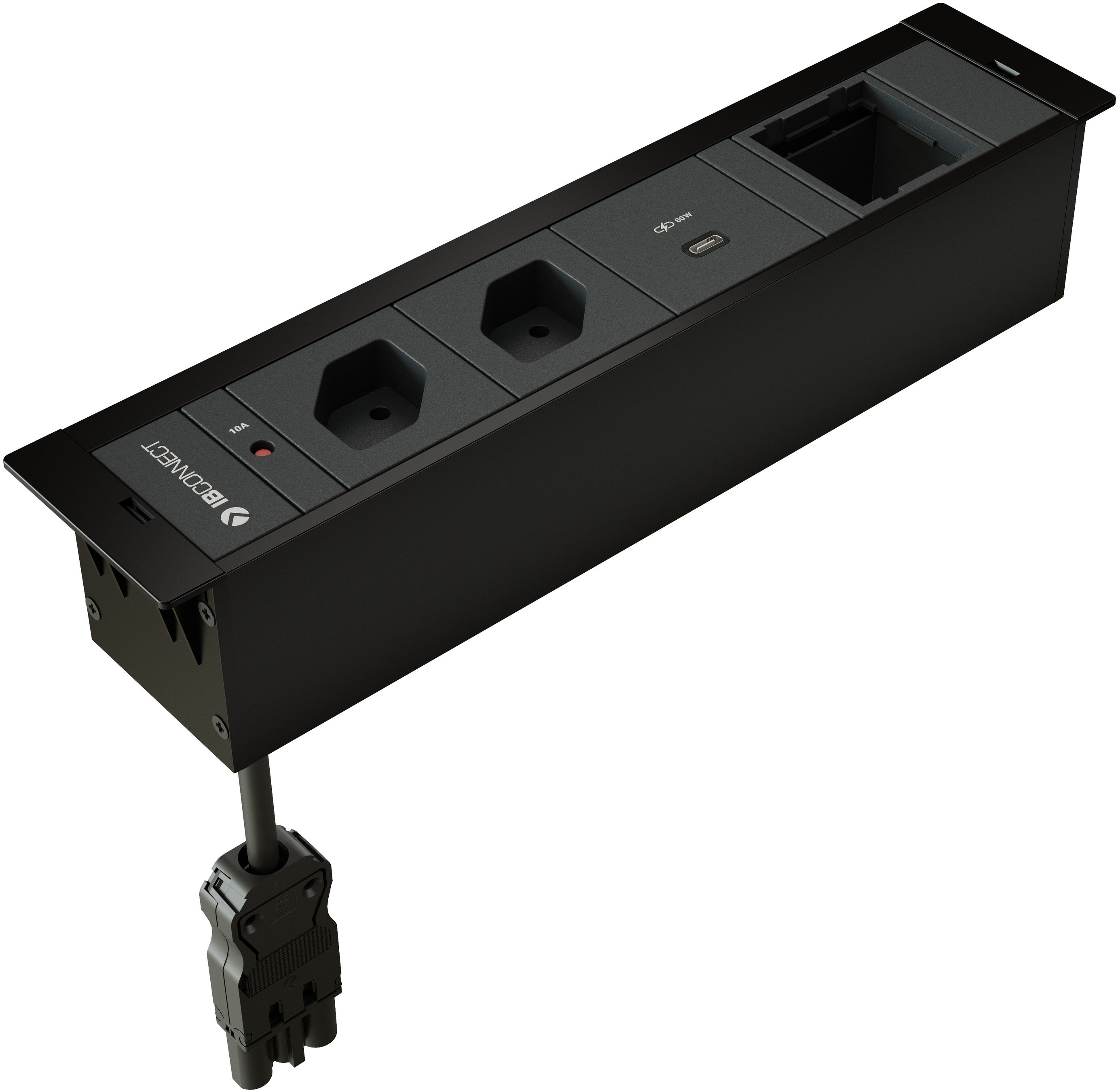 CUBOBOX Steckdos. schwarz M 4-fach 2x Typ 13 1x USB-C 60W 1x Leer